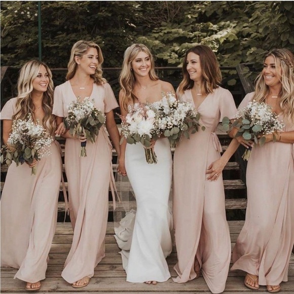 Show Me Your Mumu Noelle Wrap Dress Dusty Blush pink large maxi gown - Picture 11 of 15